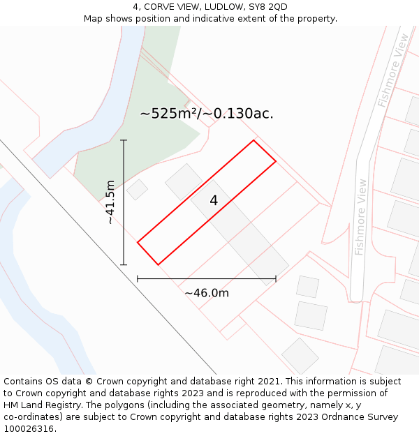 4, CORVE VIEW, LUDLOW, SY8 2QD: Plot and title map