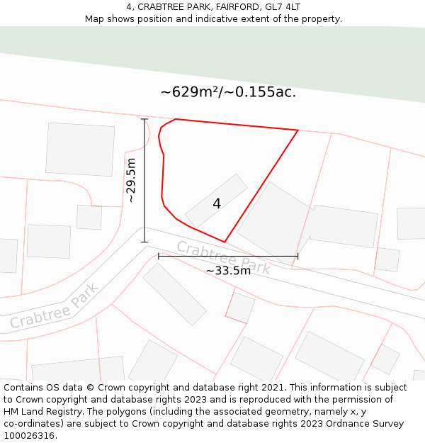 4, CRABTREE PARK, FAIRFORD, GL7 4LT: Plot and title map