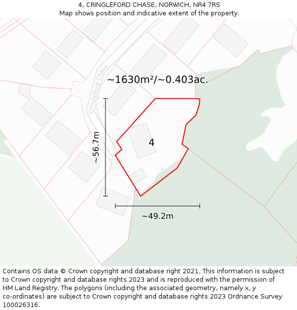 4, CRINGLEFORD CHASE, NORWICH, NR4 7RS: Plot and title map