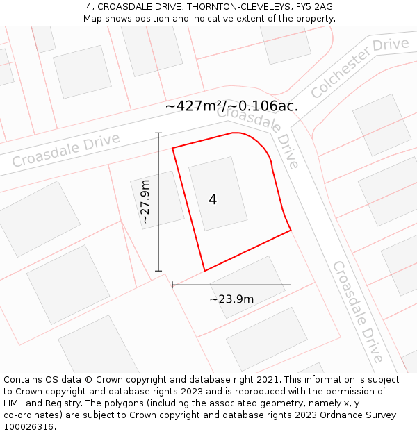 4, CROASDALE DRIVE, THORNTON-CLEVELEYS, FY5 2AG: Plot and title map