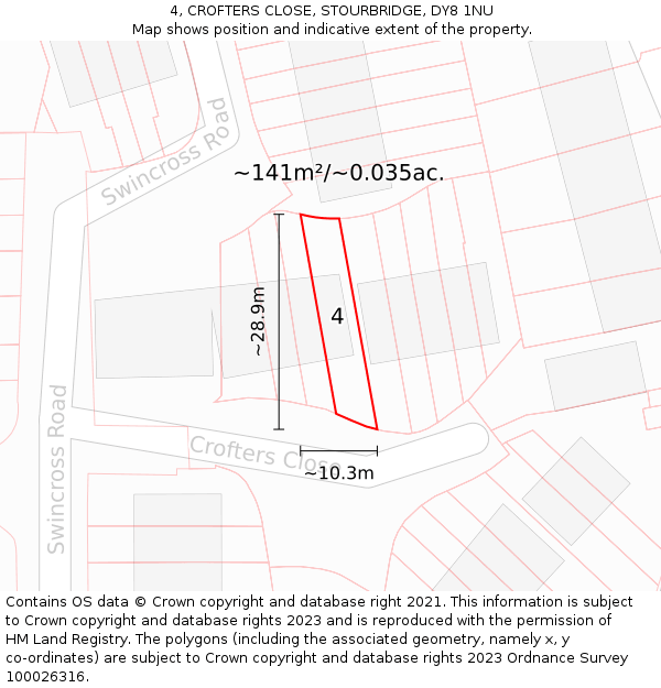 4, CROFTERS CLOSE, STOURBRIDGE, DY8 1NU: Plot and title map