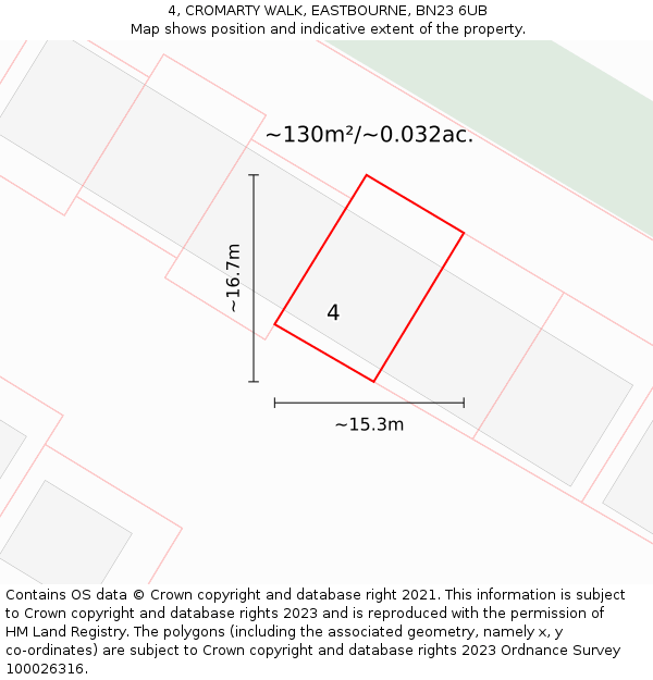 4, CROMARTY WALK, EASTBOURNE, BN23 6UB: Plot and title map
