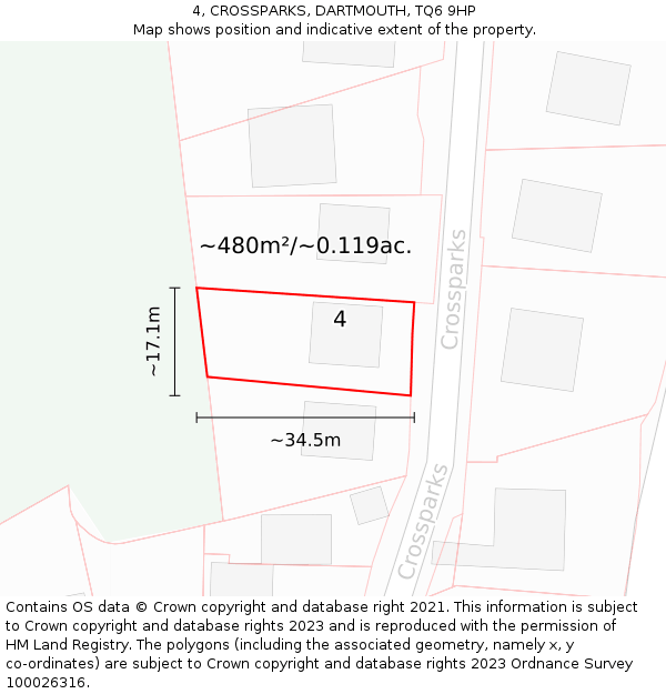 4, CROSSPARKS, DARTMOUTH, TQ6 9HP: Plot and title map