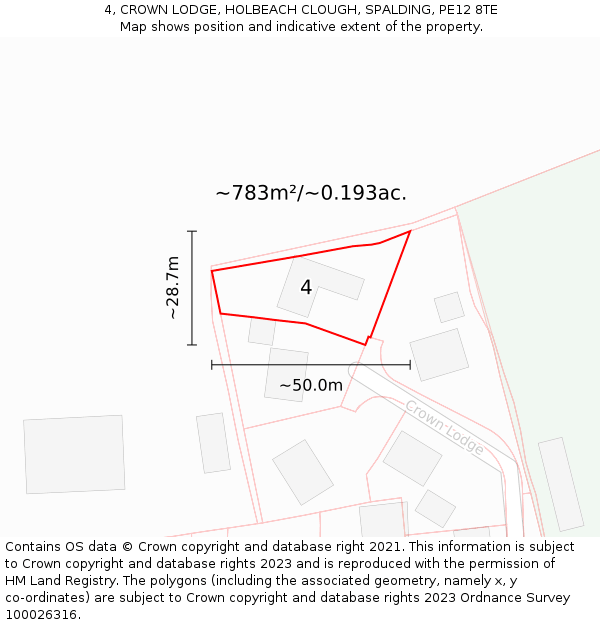 4, CROWN LODGE, HOLBEACH CLOUGH, SPALDING, PE12 8TE: Plot and title map