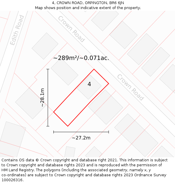 4, CROWN ROAD, ORPINGTON, BR6 6JN: Plot and title map