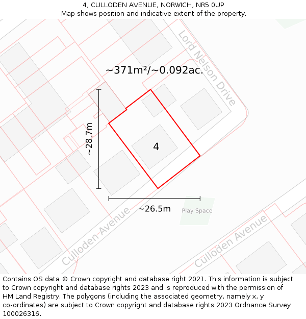 4, CULLODEN AVENUE, NORWICH, NR5 0UP: Plot and title map