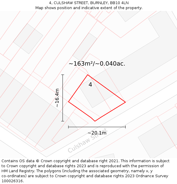 4, CULSHAW STREET, BURNLEY, BB10 4LN: Plot and title map