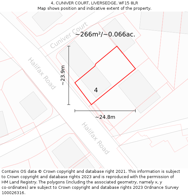 4, CUNIVER COURT, LIVERSEDGE, WF15 8LR: Plot and title map