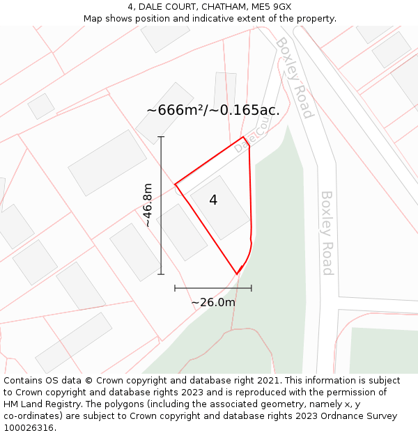 4, DALE COURT, CHATHAM, ME5 9GX: Plot and title map