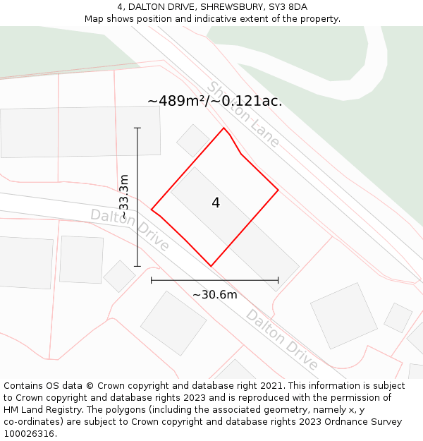 4, DALTON DRIVE, SHREWSBURY, SY3 8DA: Plot and title map