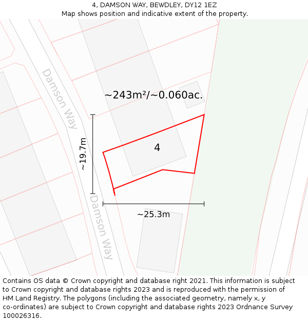 4, DAMSON WAY, BEWDLEY, DY12 1EZ: Plot and title map