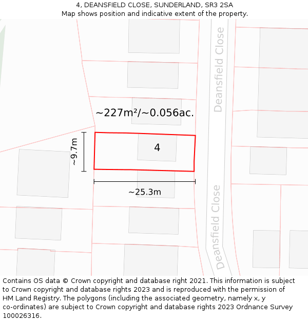 4, DEANSFIELD CLOSE, SUNDERLAND, SR3 2SA: Plot and title map