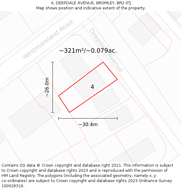 4, DEEPDALE AVENUE, BROMLEY, BR2 0TJ: Plot and title map