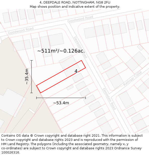 4, DEEPDALE ROAD, NOTTINGHAM, NG8 2FU: Plot and title map