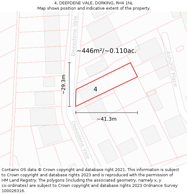 4, DEEPDENE VALE, DORKING, RH4 1NL: Plot and title map