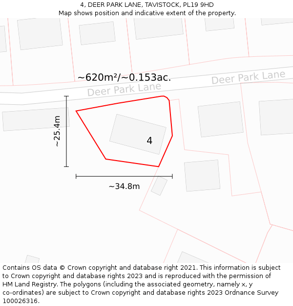 4, DEER PARK LANE, TAVISTOCK, PL19 9HD: Plot and title map