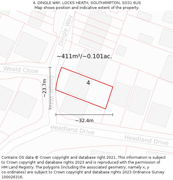 4, DINGLE WAY, LOCKS HEATH, SOUTHAMPTON, SO31 6US: Plot and title map