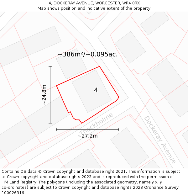 4, DOCKERAY AVENUE, WORCESTER, WR4 0RX: Plot and title map