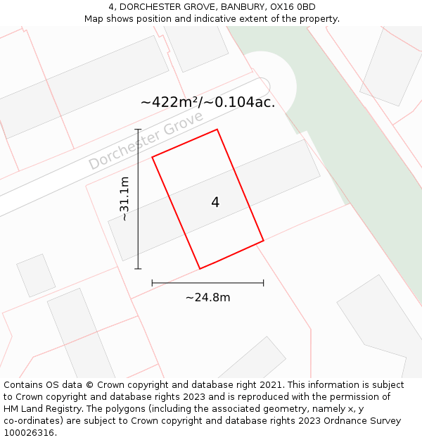 4, DORCHESTER GROVE, BANBURY, OX16 0BD: Plot and title map