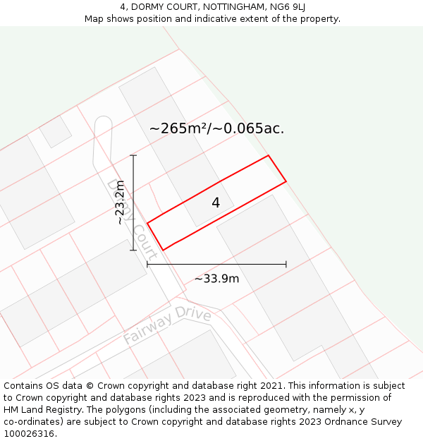 4, DORMY COURT, NOTTINGHAM, NG6 9LJ: Plot and title map