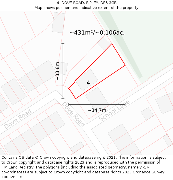 4, DOVE ROAD, RIPLEY, DE5 3GR: Plot and title map