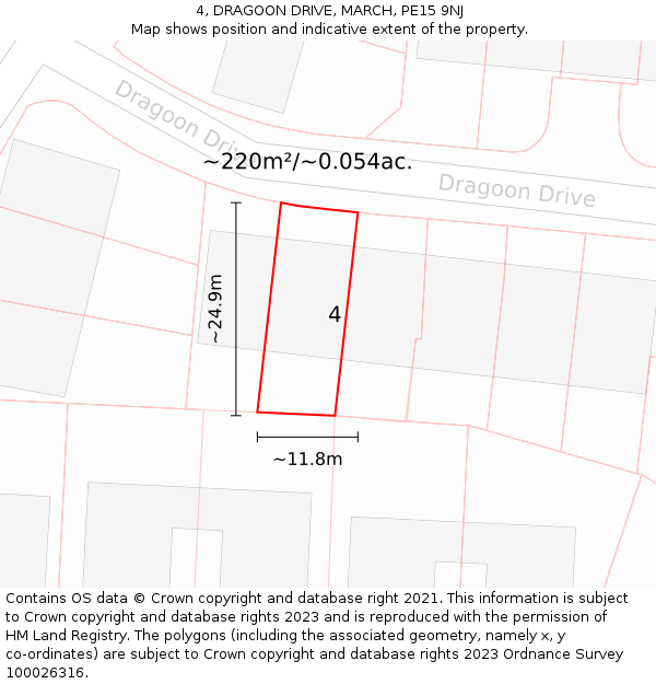 4, DRAGOON DRIVE, MARCH, PE15 9NJ: Plot and title map