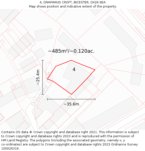 4, DRAYMANS CROFT, BICESTER, OX26 6EA: Plot and title map