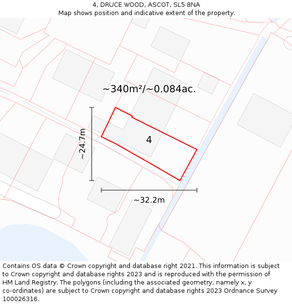 4, DRUCE WOOD, ASCOT, SL5 8NA: Plot and title map