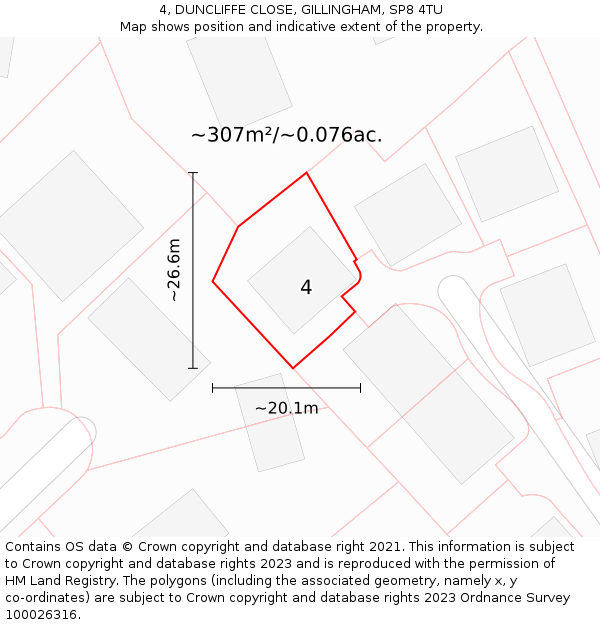 4, DUNCLIFFE CLOSE, GILLINGHAM, SP8 4TU: Plot and title map