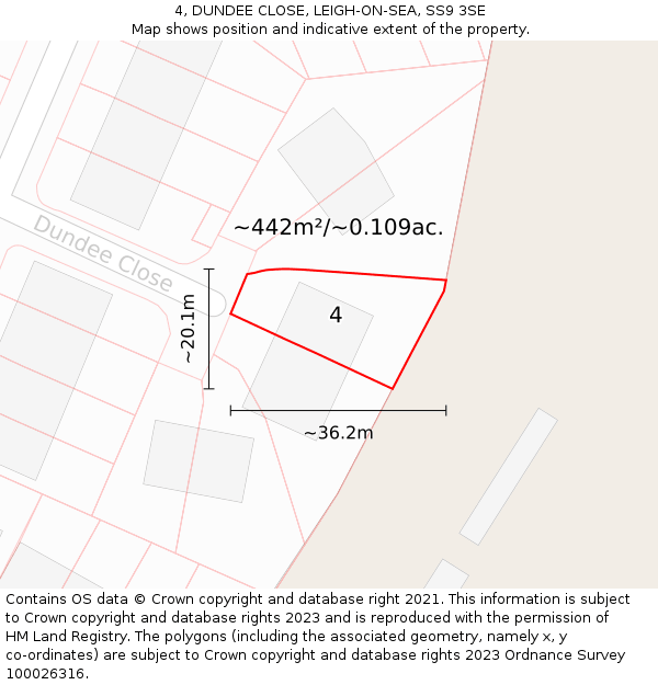4, DUNDEE CLOSE, LEIGH-ON-SEA, SS9 3SE: Plot and title map