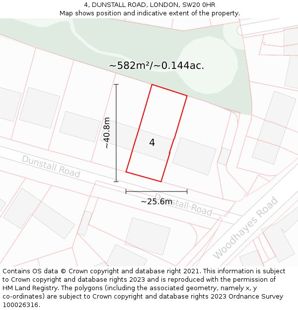 4, DUNSTALL ROAD, LONDON, SW20 0HR: Plot and title map