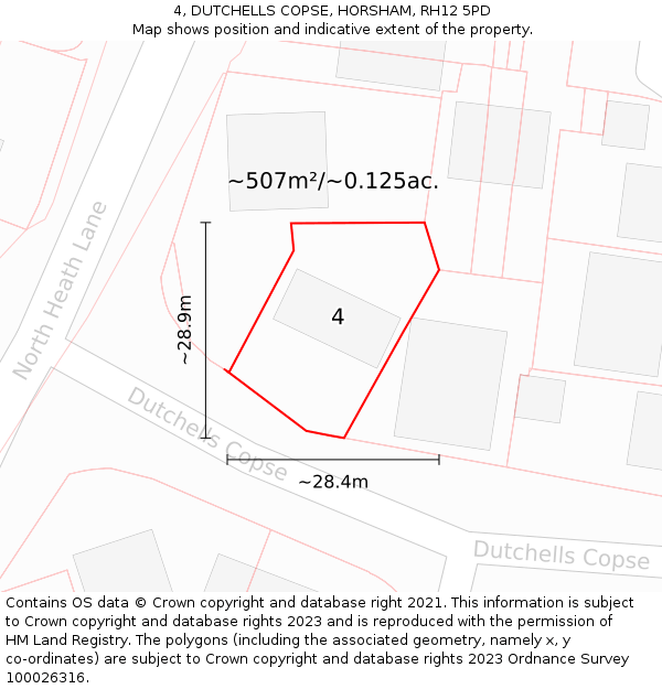 4, DUTCHELLS COPSE, HORSHAM, RH12 5PD: Plot and title map