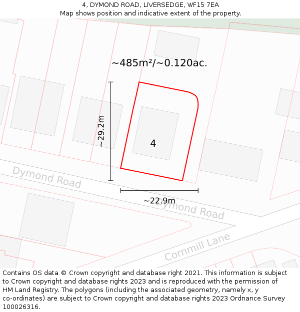 4, DYMOND ROAD, LIVERSEDGE, WF15 7EA: Plot and title map