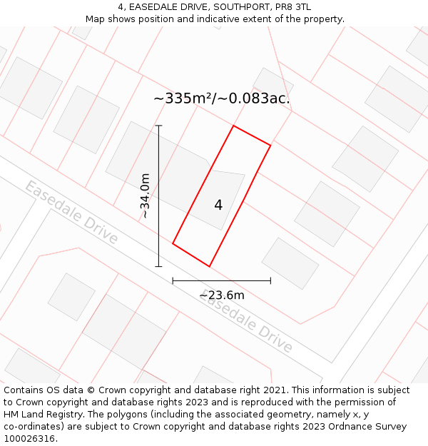 4, EASEDALE DRIVE, SOUTHPORT, PR8 3TL: Plot and title map