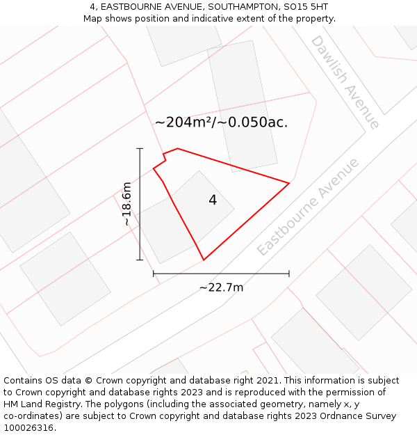 4, EASTBOURNE AVENUE, SOUTHAMPTON, SO15 5HT: Plot and title map