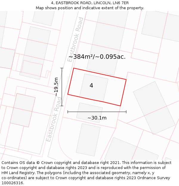 4, EASTBROOK ROAD, LINCOLN, LN6 7ER: Plot and title map