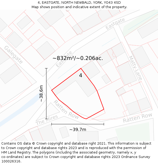 4, EASTGATE, NORTH NEWBALD, YORK, YO43 4SD: Plot and title map