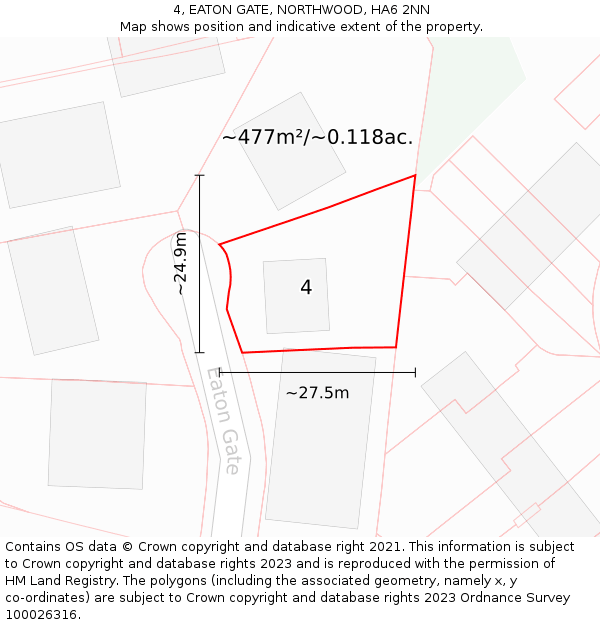 4, EATON GATE, NORTHWOOD, HA6 2NN: Plot and title map