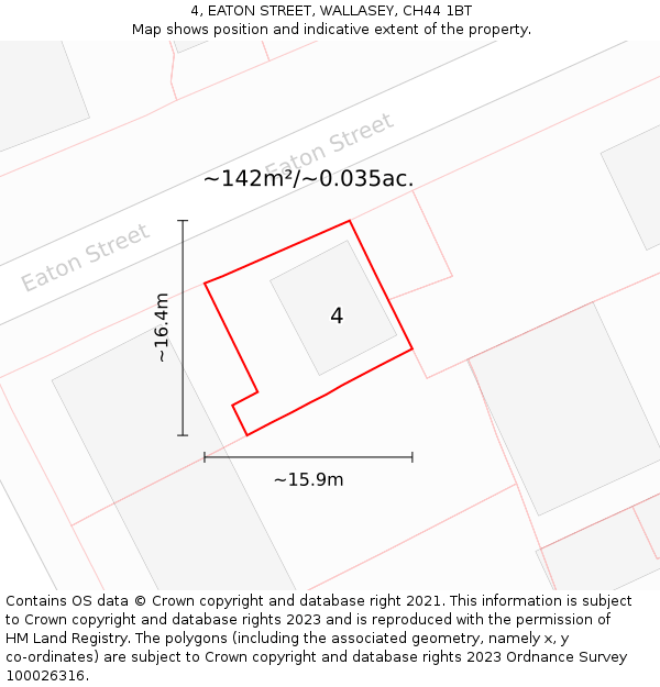 4, EATON STREET, WALLASEY, CH44 1BT: Plot and title map