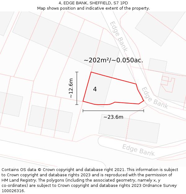 4, EDGE BANK, SHEFFIELD, S7 1PD: Plot and title map