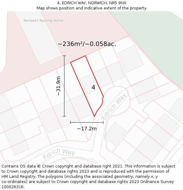 4, EDRICH WAY, NORWICH, NR5 9NX: Plot and title map