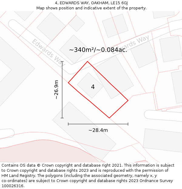 4, EDWARDS WAY, OAKHAM, LE15 6GJ: Plot and title map