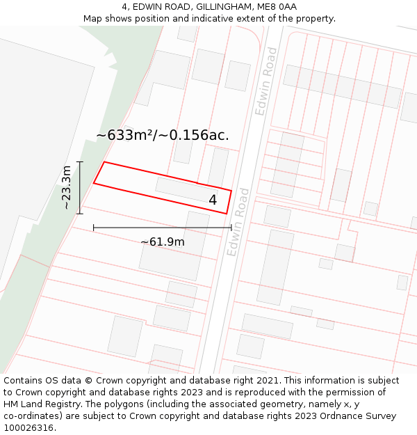 4, EDWIN ROAD, GILLINGHAM, ME8 0AA: Plot and title map