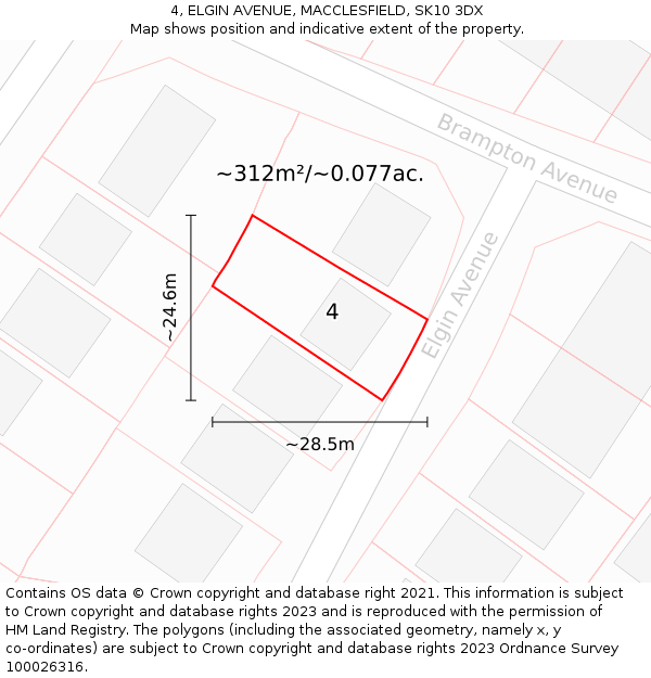 4, ELGIN AVENUE, MACCLESFIELD, SK10 3DX: Plot and title map