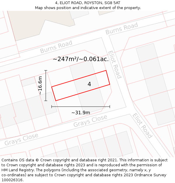 4, ELIOT ROAD, ROYSTON, SG8 5AT: Plot and title map