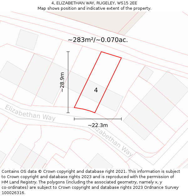 4, ELIZABETHAN WAY, RUGELEY, WS15 2EE: Plot and title map