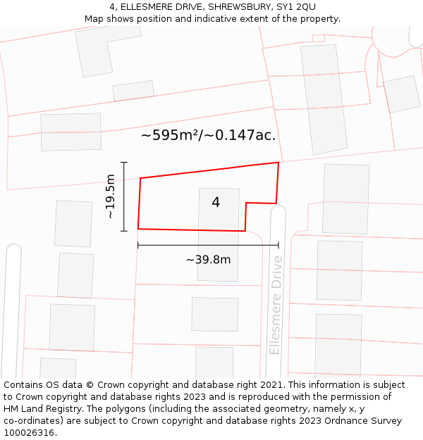 4, ELLESMERE DRIVE, SHREWSBURY, SY1 2QU: Plot and title map