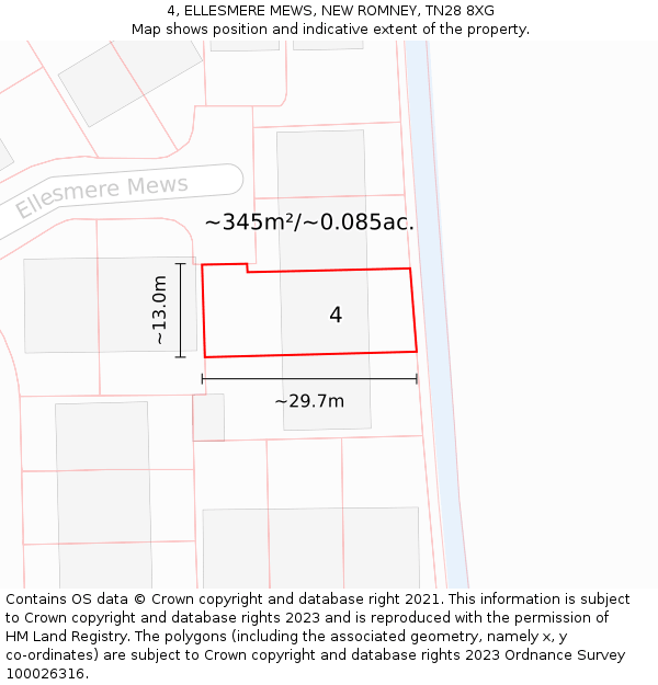 4, ELLESMERE MEWS, NEW ROMNEY, TN28 8XG: Plot and title map