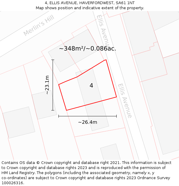 4, ELLIS AVENUE, HAVERFORDWEST, SA61 1NT: Plot and title map