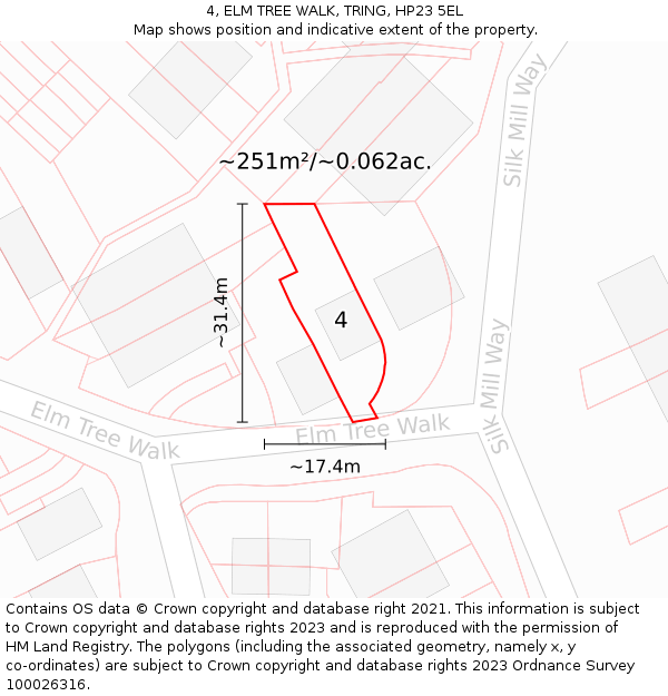 4, ELM TREE WALK, TRING, HP23 5EL: Plot and title map